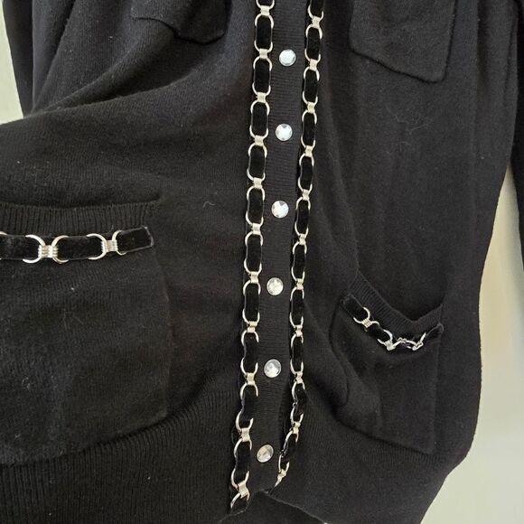 CACHE Vintage Women's Black Cardigan Embellished Size Small Y2K - Picture 4 of 10